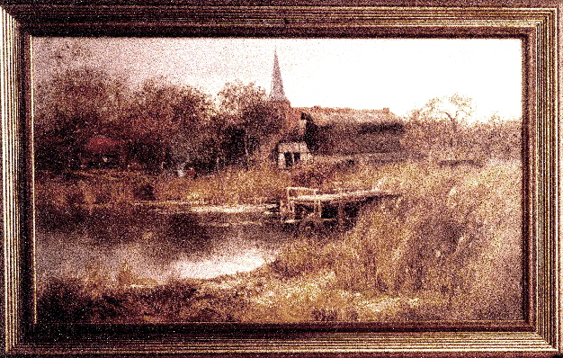 Gemälde Teich Kirche evtl Senden
